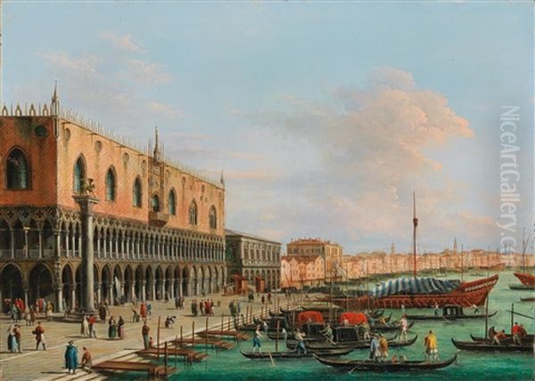 The Palazzo Ducale And The Riva Degli Schiavoni Oil Painting by Giuseppe Bernardino Bison