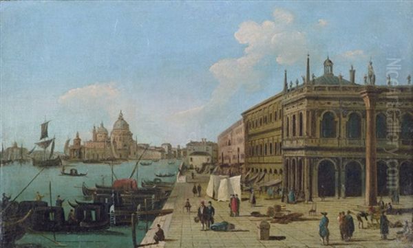 Blick Von Der Piazzetta Auf Den Canale Grande Und Santa Maria Della Salute Oil Painting by Giuseppe Bernardino Bison