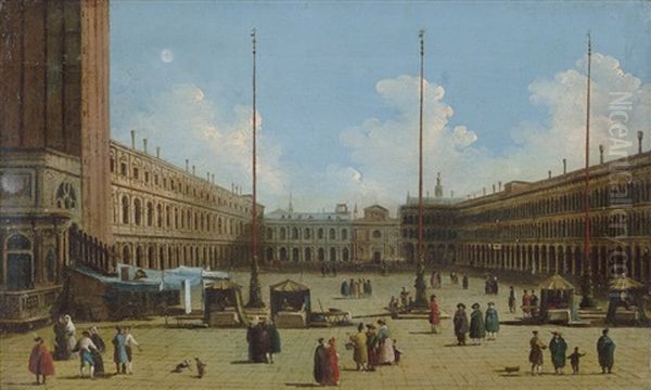 Die Piazza San Marco Oil Painting by Giuseppe Bernardino Bison