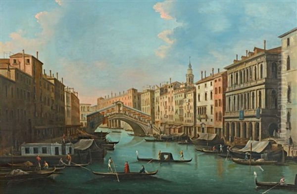 Venise, Le Grand Canal Avec Le Pont Du Rialto Oil Painting by Giuseppe Bernardino Bison