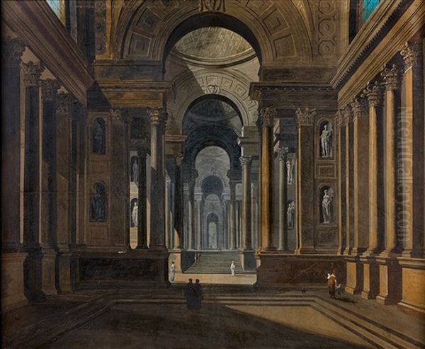 Interieur De Palais Baroque Oil Painting by Giuseppe Bernardino Bison