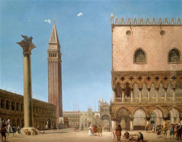 Venedig - Karneval Am Markusplatz Oil Painting by Giuseppe Bernardino Bison