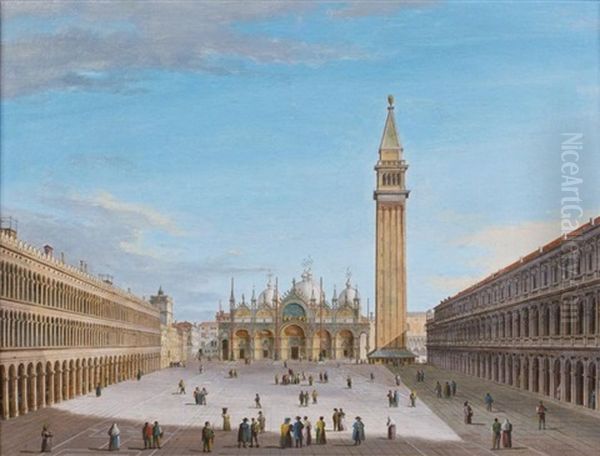 Vue De La Place San Marco Oil Painting by Giuseppe Bernardino Bison