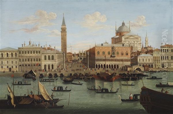 Blick Auf San Marco Mit Dem Dogenpalast In Venedig Oil Painting by Giuseppe Bernardino Bison