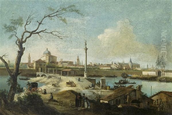 Capriccio Mit Der Ansicht Von Padua Oil Painting by Giuseppe Bernardino Bison