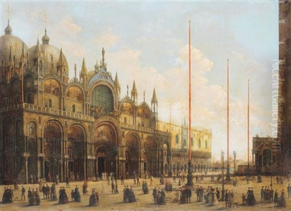 Ansicht Des Markusplatzes, Venedig / Piazza San Marco, Venezia Oil Painting by Giuseppe Bernardino Bison