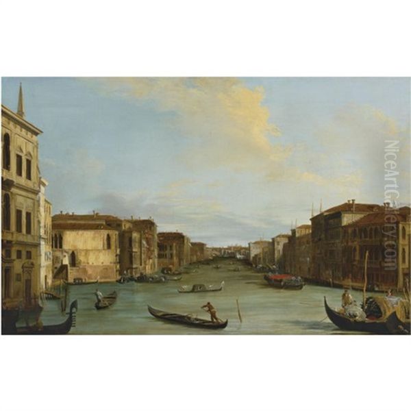 View Of The Grand Canal, Venice, Looking Northeast From The Palazzo Balbi To The Rialto Bridge Oil Painting by Giuseppe Bernardino Bison