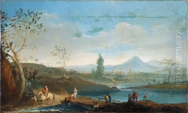 Weitlaufige Landschaft Mit Figuren - Viandanti In Un Paesaggio Oil Painting by Giuseppe Bernardino Bison