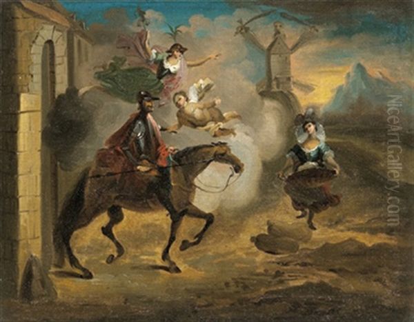 L'incontro Di Don Chisciotte Con Dulcinea Del Toboso Oil Painting by Giuseppe Bernardino Bison