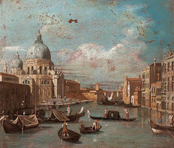 Veduta Del Canal Grande Con La Chiesa Della Salute Oil Painting by Giuseppe Bernardino Bison