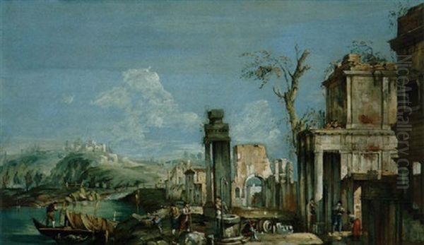 Capriccio Veneziano Oil Painting by Giuseppe Bernardino Bison