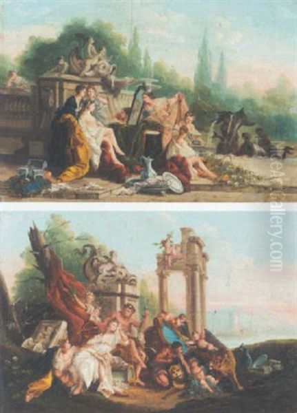 Bacchus And Ariadne Oil Painting by Giuseppe Bernardino Bison