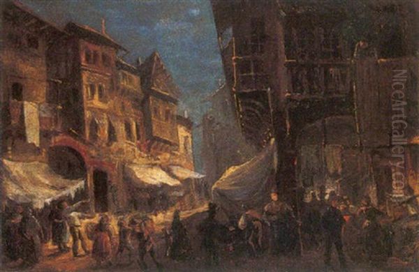 Il Mercato Oil Painting by Giuseppe Bernardino Bison