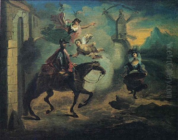 Il Sogno Di Don  Chisciotte Oil Painting by Giuseppe Bernardino Bison