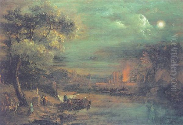 Paesaggio Notturno Oil Painting by Giuseppe Bernardino Bison