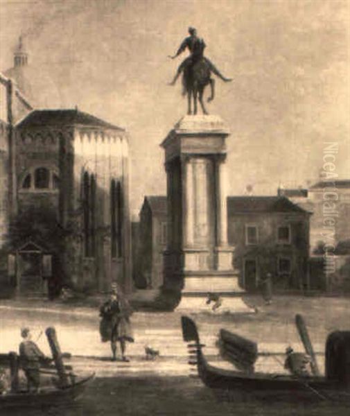 La Piazza S. Giovanni E Paolo, Venezia Oil Painting by Giuseppe Bernardino Bison