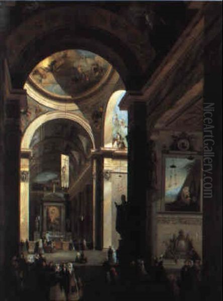 Interno Di Cattedrale Oil Painting by Giuseppe Bernardino Bison