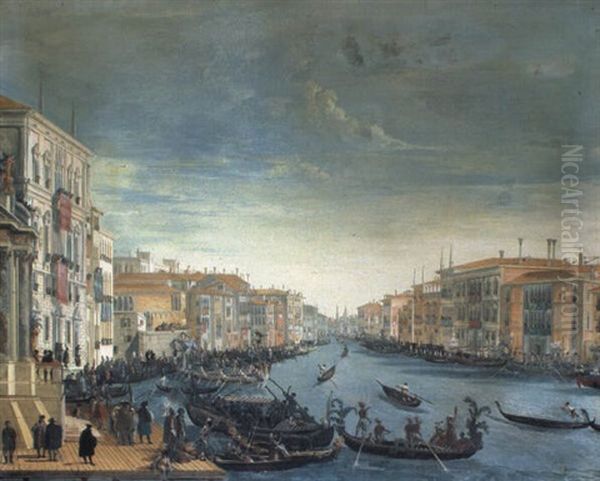 Regata Sul Canal Grande Oil Painting by Giuseppe Bernardino Bison