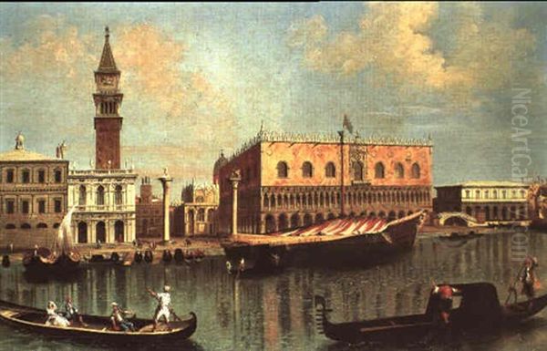 Veduta Della Piazzetta Dal Canal Grande Oil Painting by Giuseppe Bernardino Bison