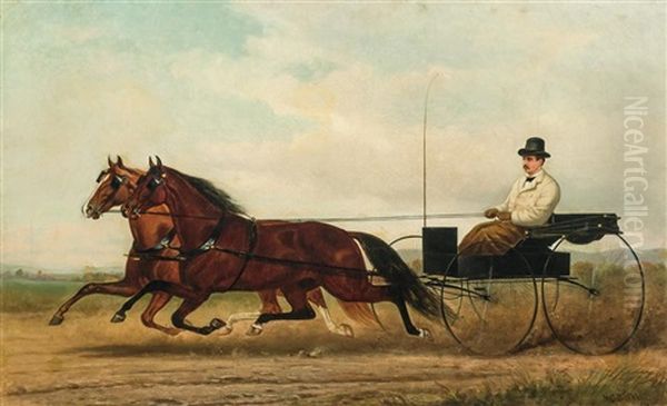 Horses And Buggy Oil Painting by Henry Collins Bispham