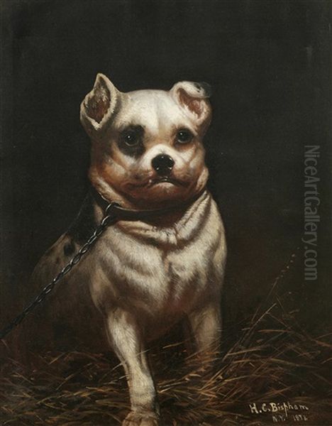 Seated Bulldog Oil Painting by Henry Collins Bispham