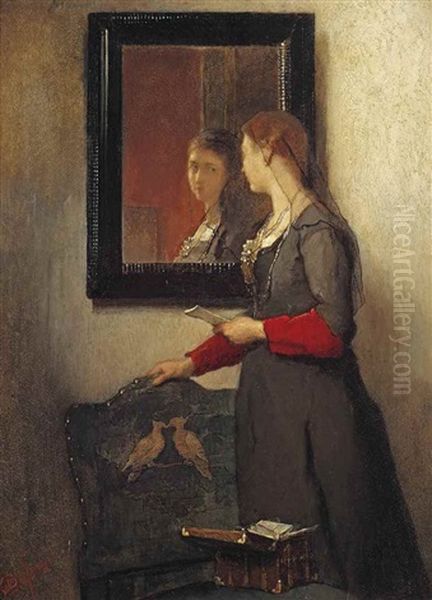 Before The Mirror Oil Painting by Christoffel Bisschop