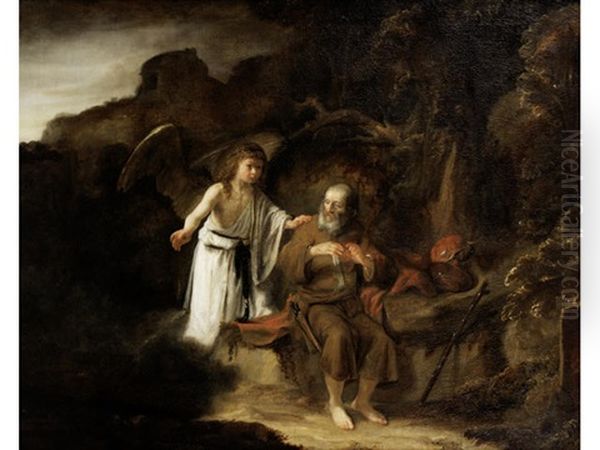 Elijah And The Angel Oil Painting by Cornelis Bisschop