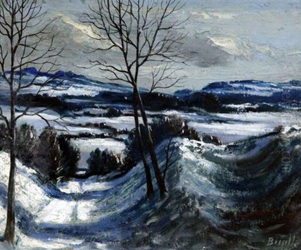 Snow, Ashmansworth, Hants Oil Painting by George Edwin Bissell