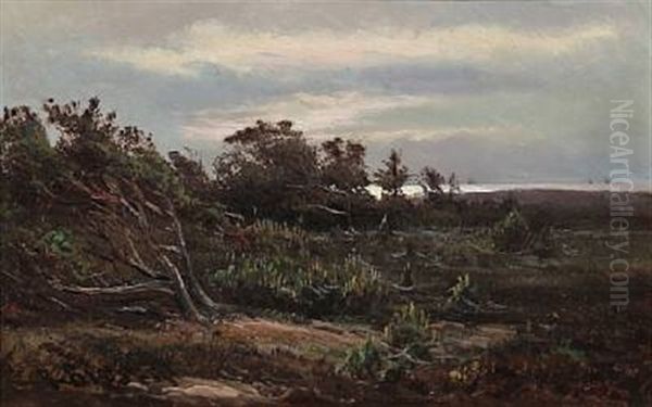 Landscape With Windswept Trees Oil Painting by Rudolf Bissen