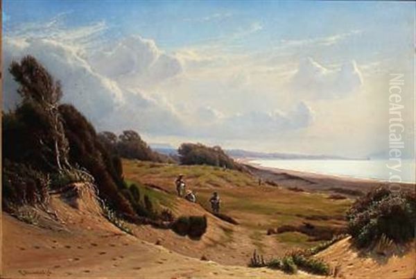 Hunting Scene From Northern Zealand, Denmark Oil Painting by Rudolf Bissen