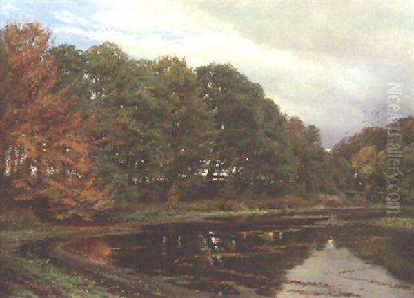 Au Bord De L'eau En Automne Oil Painting by Rudolf Bissen