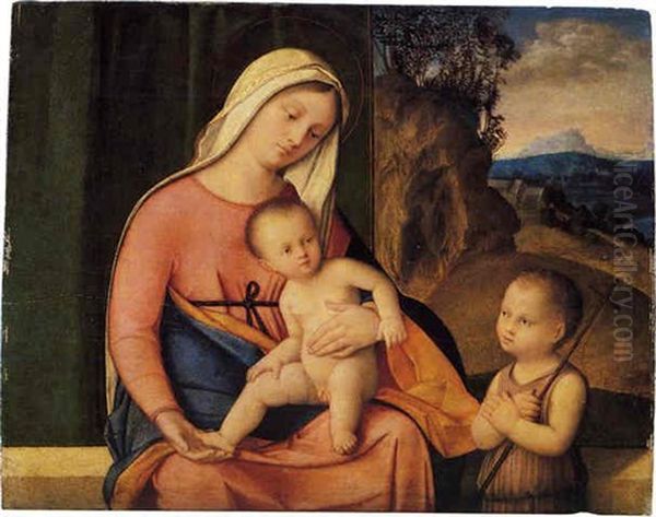 The Madonna And Child With The Infant Saint John The Baptist Oil Painting by Francesco di Vittore Bissolo