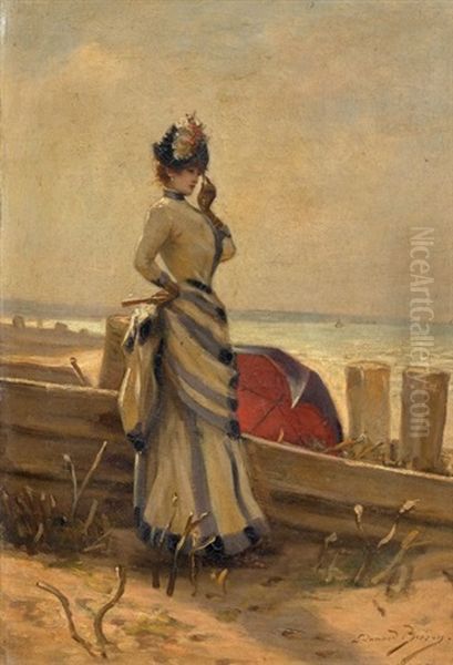 Elegante En Bord De Mer Oil Painting by Edouard Bisson