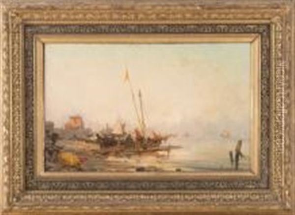 Pecheurs Au Port Oil Painting by Paul Bistagne