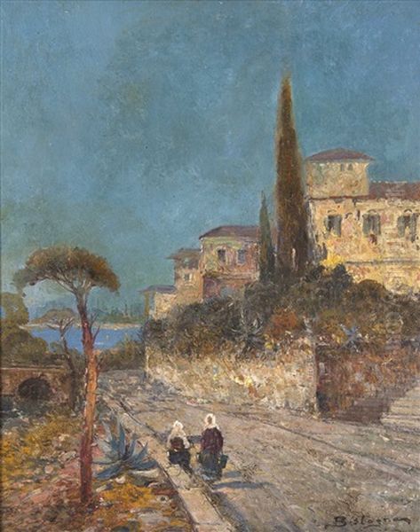 Italienisches Dorf Oil Painting by Paul Bistagne