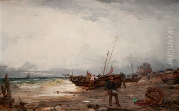 Pecheurs En Bord De Plage Oil Painting by Paul Bistagne