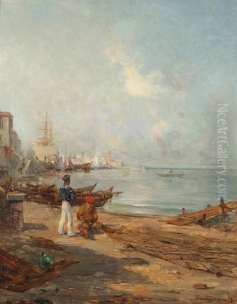 Port De Toulon Oil Painting by Paul Bistagne