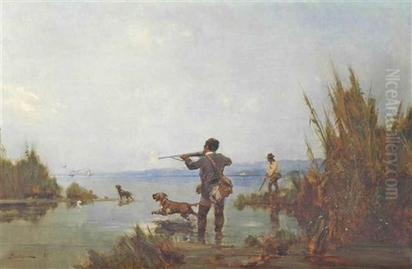 Shooting Duck Oil Painting by Paul Bistagne