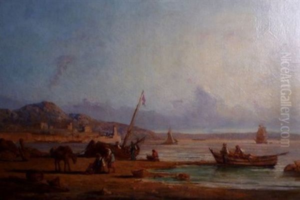 Bord De La Mediterranee, Port De Peche Oil Painting by Paul Bistagne