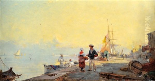 Sur Le Port Oil Painting by Paul Bistagne