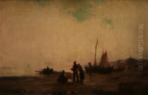 Pecheurs En Bord De Mer Oil Painting by Paul Bistagne