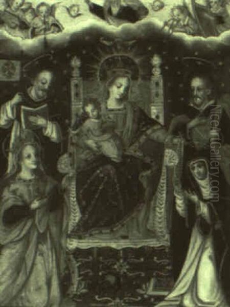 Virgin And Infant Among Saints Oil Painting by Bernardo Bitti