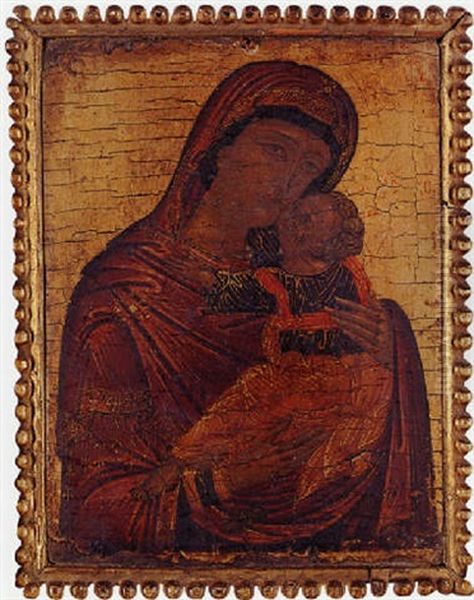 Madonna And Child Oil Painting by Angelos Bitzamanos