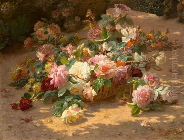 Still -life With Flowers Oil Painting by Henri Biva