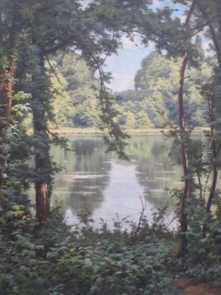 Paysage Lacustre Oil Painting by Henri Biva