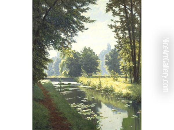 The Canal Oil Painting by Henri Biva