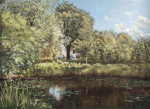 The Lily Pond Oil Painting by Henri Biva