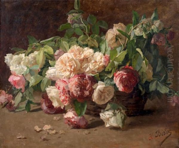 La Corbeille De Roses Oil Painting by Henri Biva