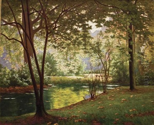 Board De Riviere Eusoleillee Oil Painting by Henri Biva