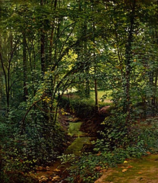 Skogsback Oil Painting by Henri Biva